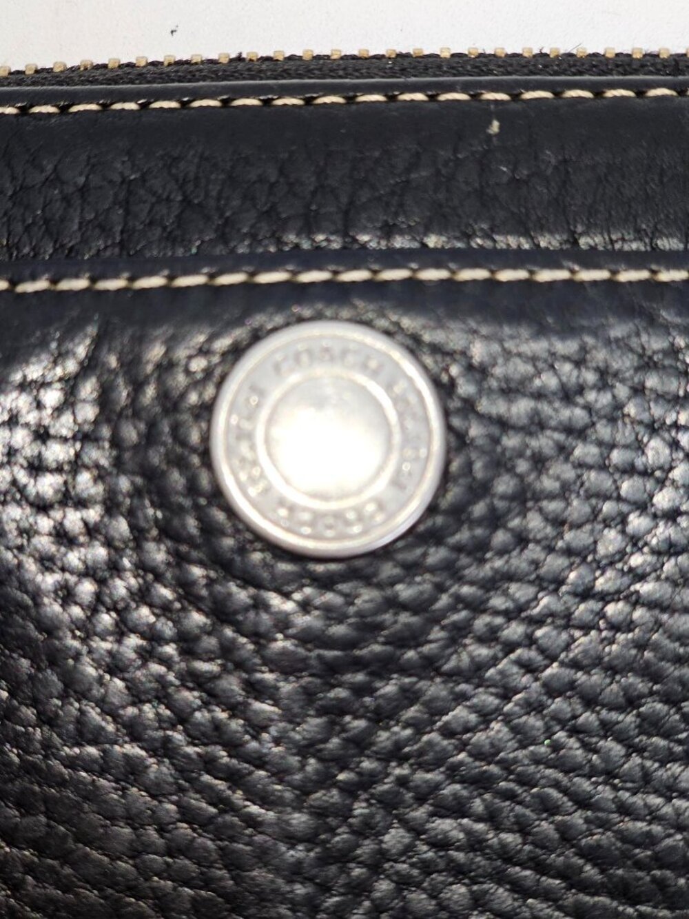 Coach Womens Black Pebble Grain Leather Zip Around Accordion Clutch Wallet  1797 - Picture 8 of 11